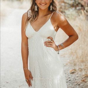 white semi lacey dress